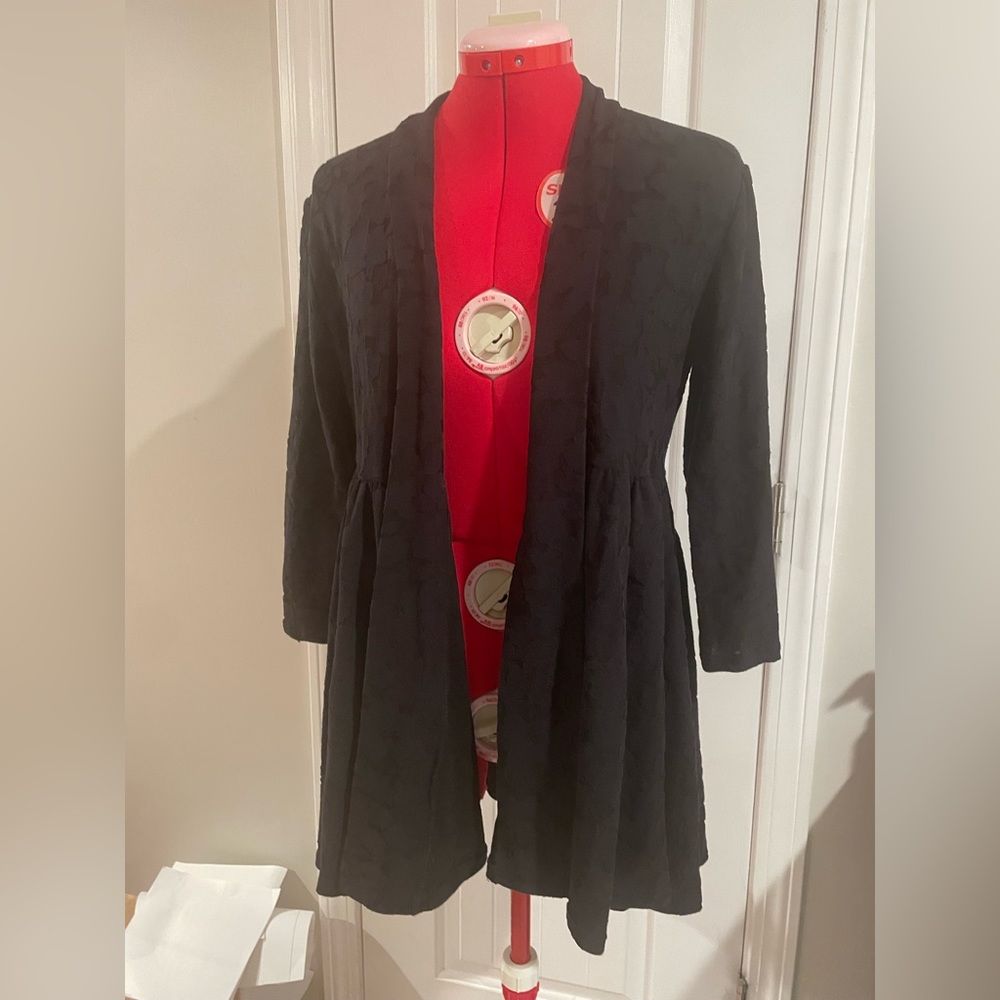 2FOR$30 Luna Rae Black Gathered Waist Monochromatic Floral Cardigan / Sweater